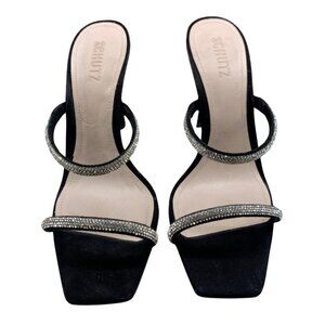Schultz Black Crystal Suede Taliah Slip On High Heel Sandals Womens Size 9.5